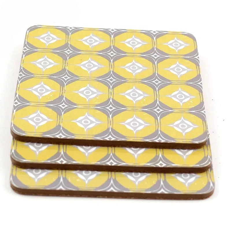 Promotional printing cork backed drink coasters MDF wooden craft coasters