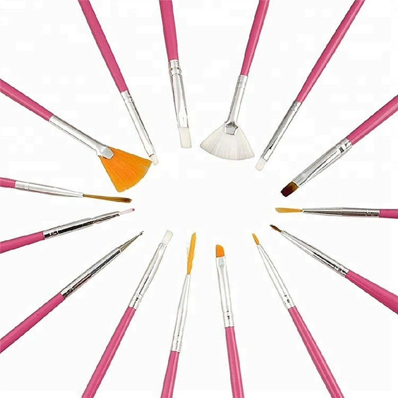 Custom Logo 15pcs Wooden Handle Artist Paint Acrylic Nail Art Polish Brush Set