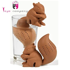 3D custom cartoon design squirrel shaped tea infuser silicone