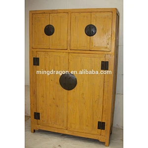 chinese antique solid wood distressed kitchen cabinet