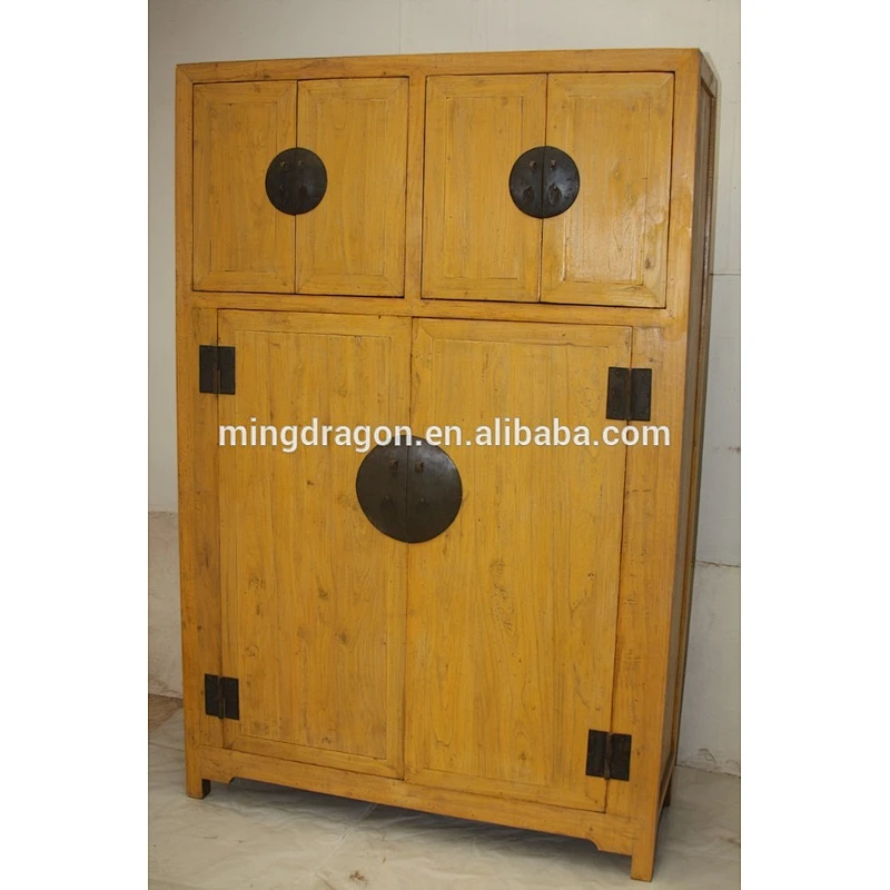 chinese antique solid wood distressed kitchen cabinet