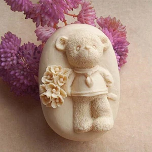 Bear with the flower series silicone molds for soap , chocolate making