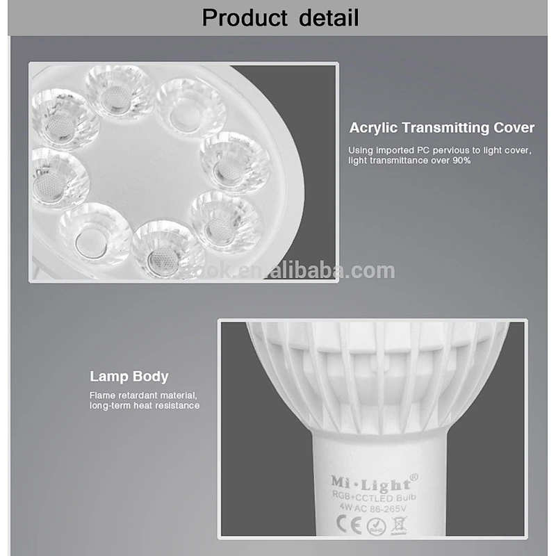 2.4G Milight 4W 5W 6W 9W GU10 MR16 E27 RGB+CCT Dimmable Spotlight Bulb Lamp