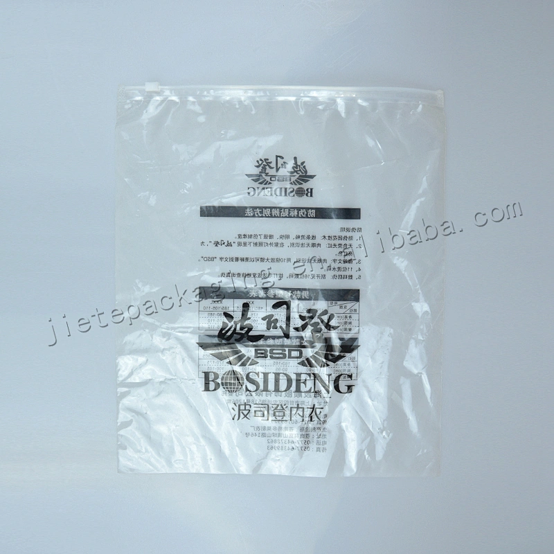 Cheap PE plastic zipper bag for clothes