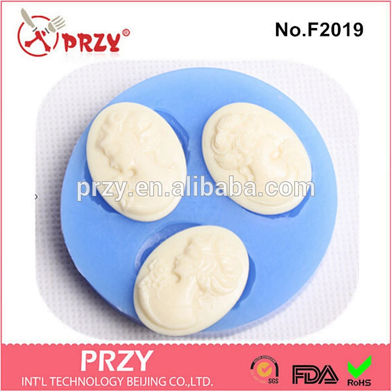 F2019 PRZY cameo gum paste silicone molds for cake decorating