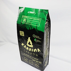 Block bottom pp plastic charcoal packaging bag 2kg 3kg 5kg with cutting handles