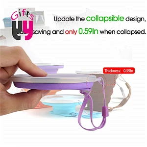 reusable travel silicone foldable coffee cup with lanyard