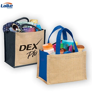 Cheap Promotional Natural Color Laminated Reusable eco Shopping jute Bag tote bags with custom printed logo