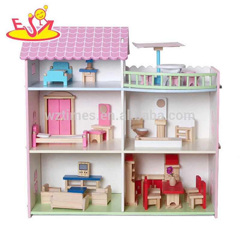 billig billig so tun, als spielen Sie aus Holz riesige Puppenhaus für Kinder W06A320