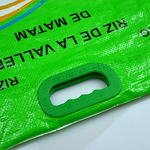 Agriculture use customized design print rice bag pp woven sack with plastic handle for grain,flour,paddy,wheat,corn