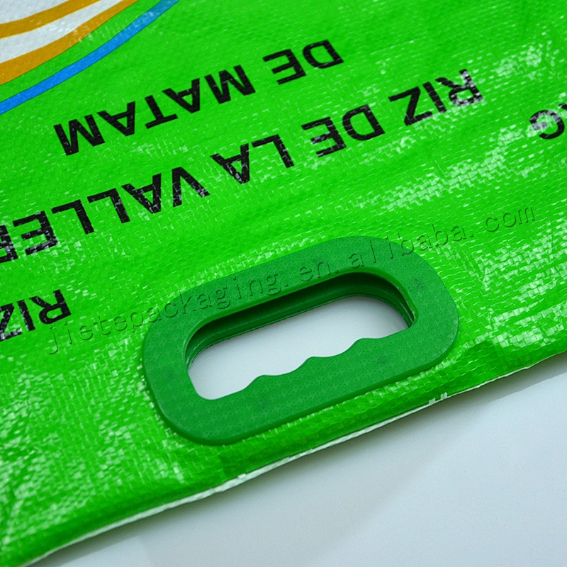 Agriculture use customized design print rice bag pp woven sack with plastic handle for grain,flour,paddy,wheat,corn