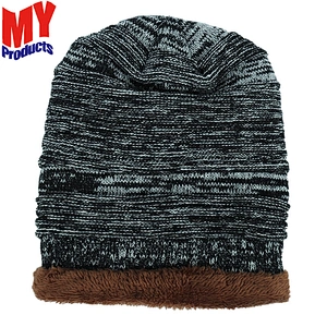 Men Slouch Beanie Skull Ski Wool Beanie Cap/Custom Leather Patch Beanie