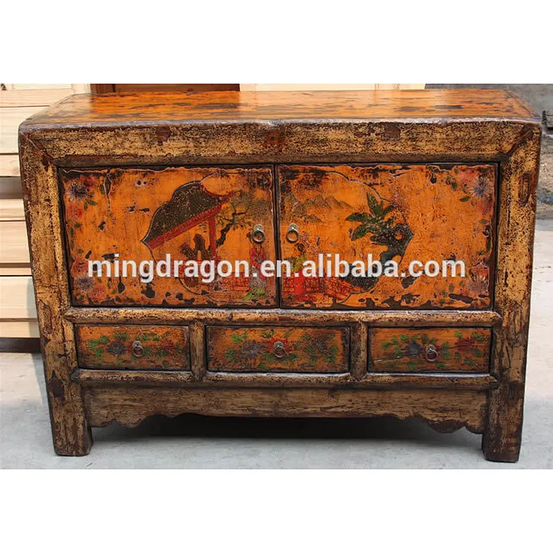Chinese Antique Mongolia Painting cabinet