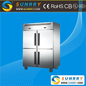 Commercial double sided 4 doors half freezer half deep refrigerator for soft cold drink