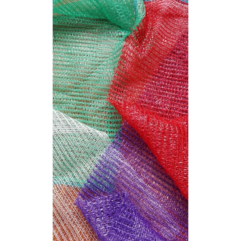 Orange plastic drawstring raschel mesh bag for packaging onions,cabbages,potatoes,garlic