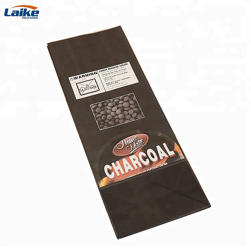 Brown kraft paper packaging charcoal bag 3kg 4kg 5kg charcoal briquet packing bag