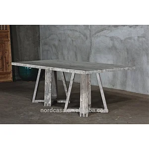 salvaged wood trestle table