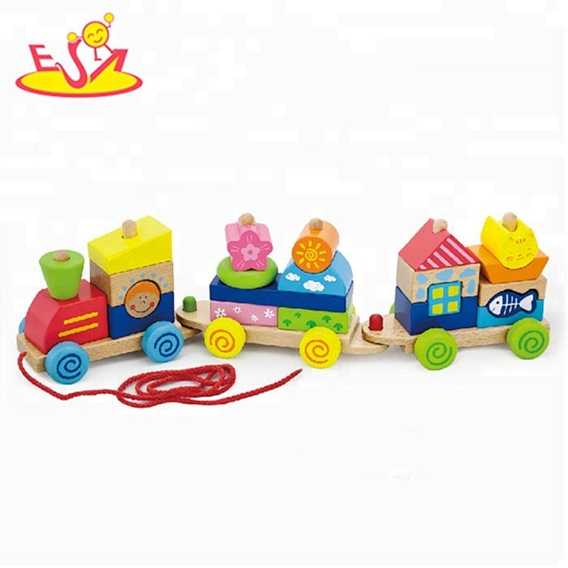 Wholesale educational wooden blocks train toy for children W05B060