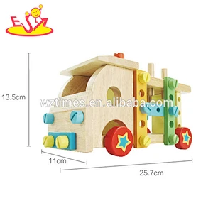 Wholesale high quality wooden assemble car toy for training baby's hand skill W04A255