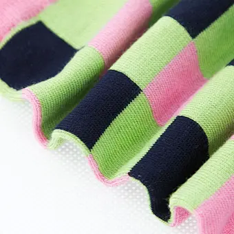 women lady colorful checked pattern cotton crew socks