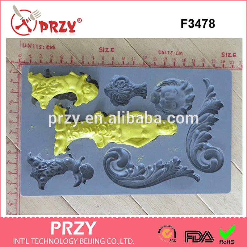 F3478 Beauty and the beast silicone fondant mold silicone molds for cake decoration