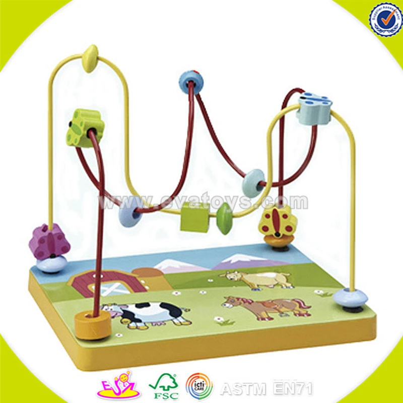 Wholesale hot sale baby wooden beads cubic toy funny wooden beads cubic toy god shape wooden beads cubic maze toy W11B047