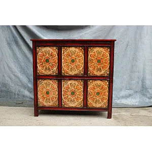 Chinese Antique Furniture Tibetan Hand-painting reclaimed wood cabinet