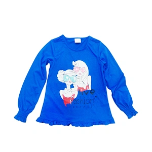 Quality spring kids children t-shirts light blue clothing gold supplier