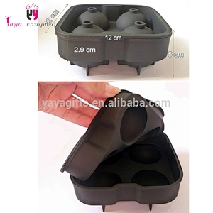 4pcs Whiskey Cocktail Custom Logo Silicone Ice Ball Mold With Lid