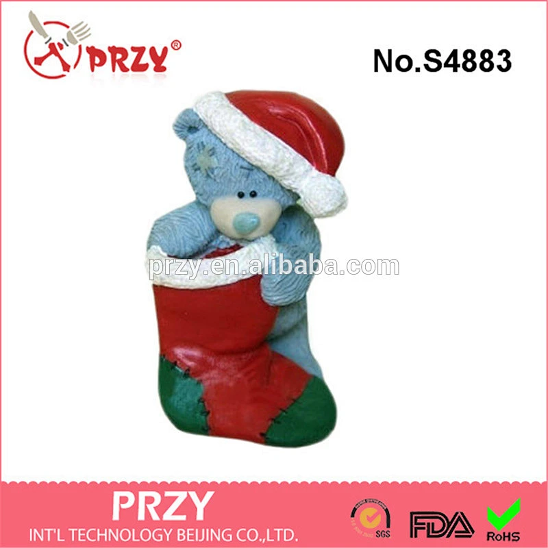 S4883 Teddy Bear with Christmas sock Bear with Boot for gifts 3D Flexible Resin Mould
