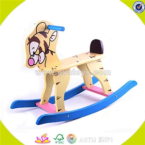 Wholesale popular kids wooden toddler rocking horse high quality wooden rocking horse new fashion baby game W16D019