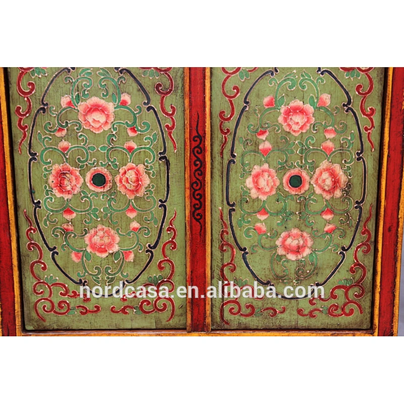 wholesale antique reproduction hand painted wooden drawer tibetan furniture