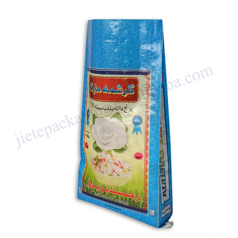 Customized bopp laminated 10kg pp rice bag with D handle for millet, flour, buckwheat, sorghum,grain