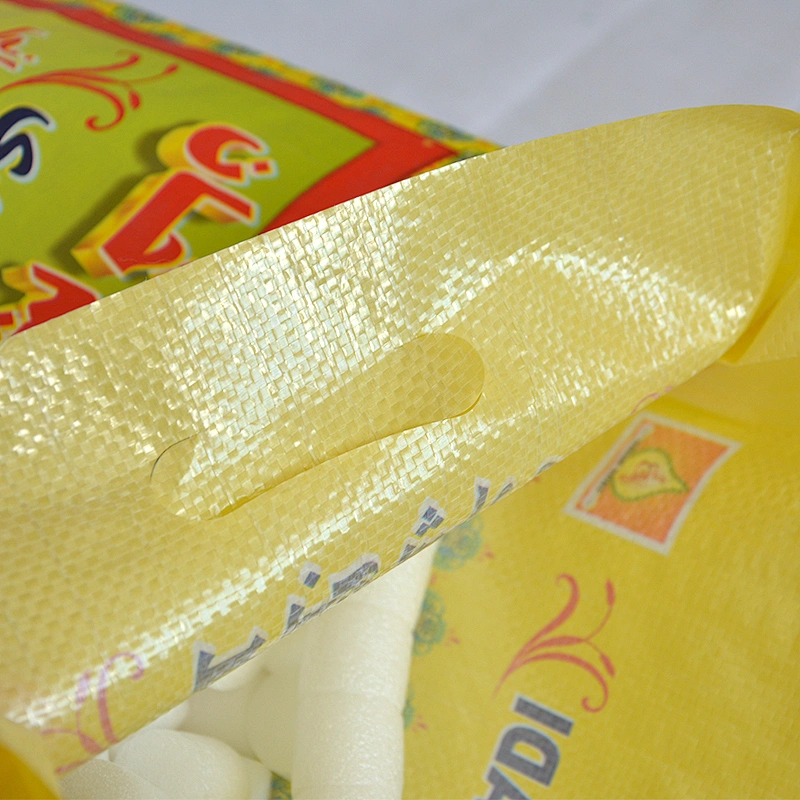 50kg 25kg 10kg custom design plastic pp woven yellow bread flour rice bags