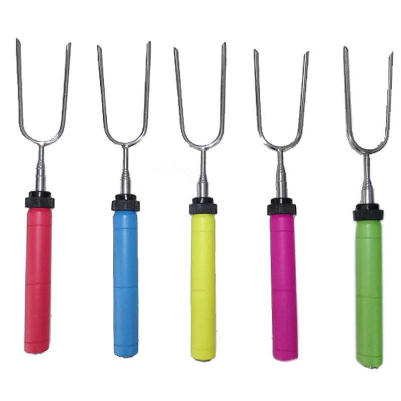 Extendable Telescopic Colorful Wooden Handle BBQ Marshmallow Fork