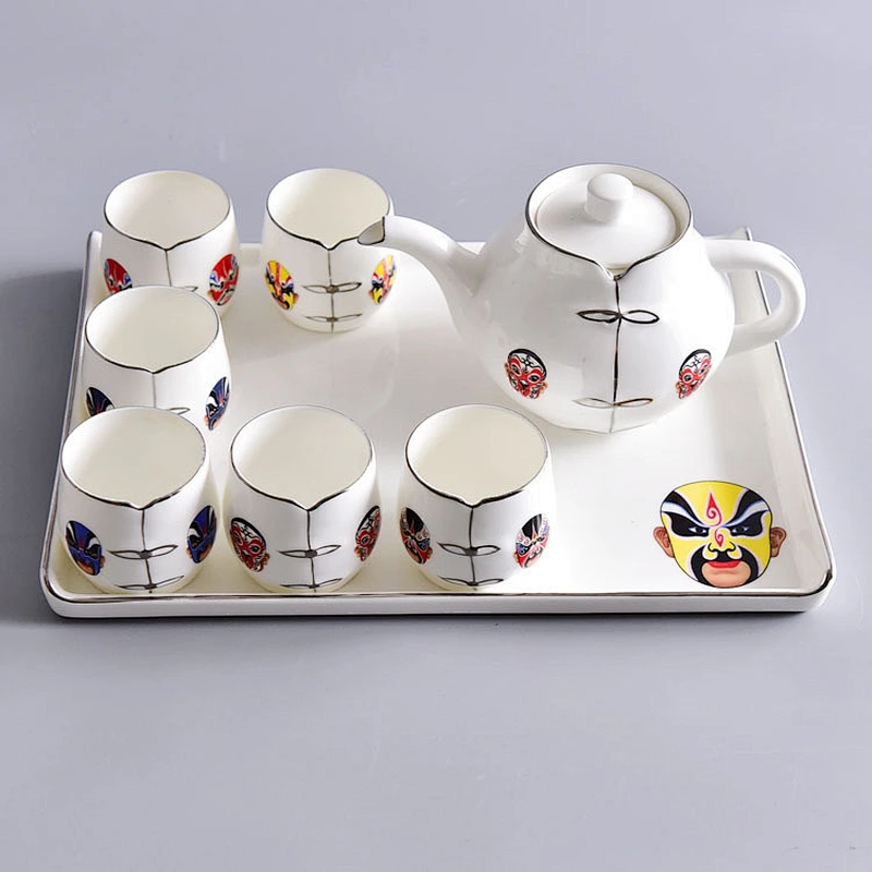 Especial chinese Peking Opera pattern teapot 7pcs sets for gift