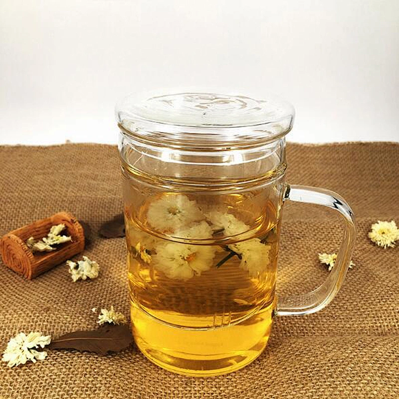 OEM logo custom glass cup set with tea-strainer bottle 400ml