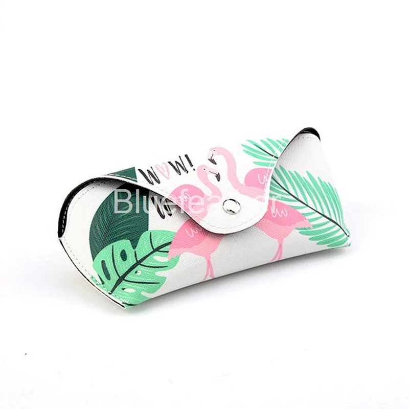 Custom Printed Flamingo Pu Leather Sunglasses Case