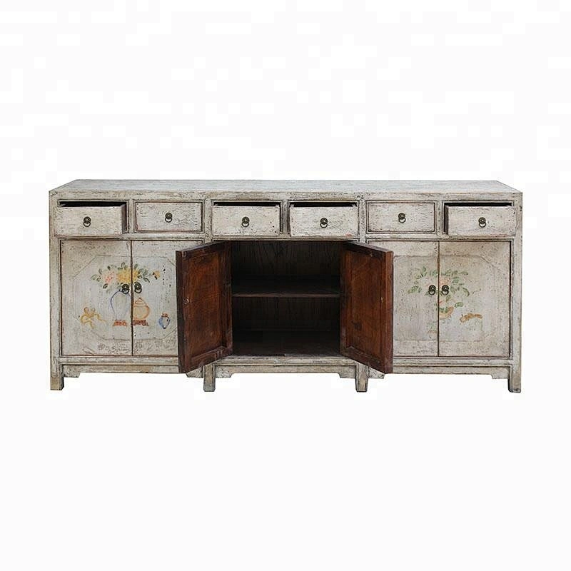 chinese oriental old shabby chic painted buffet sideboard furniture