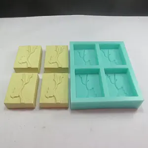 2018 new arrivals 4 cavities soap bar with bird on a branch soap silica gel silicone mould