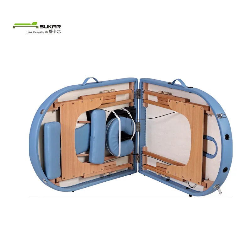 Wooden folding portable thai massage table spa equipment With high density foam and best PU/PVC