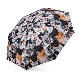 Den perfekte parasol har små, lette tilbehør med livagtige billeder af katteparaply tilpasset print