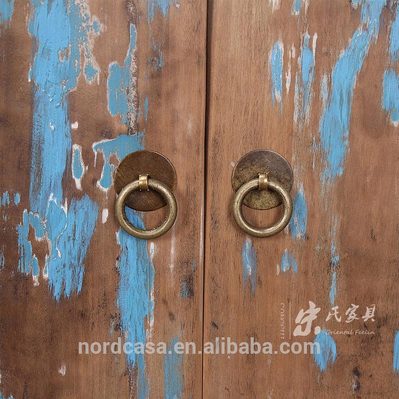 chinese antique style 3 drawer 6 door hand painting reclaimed elm wood buffet