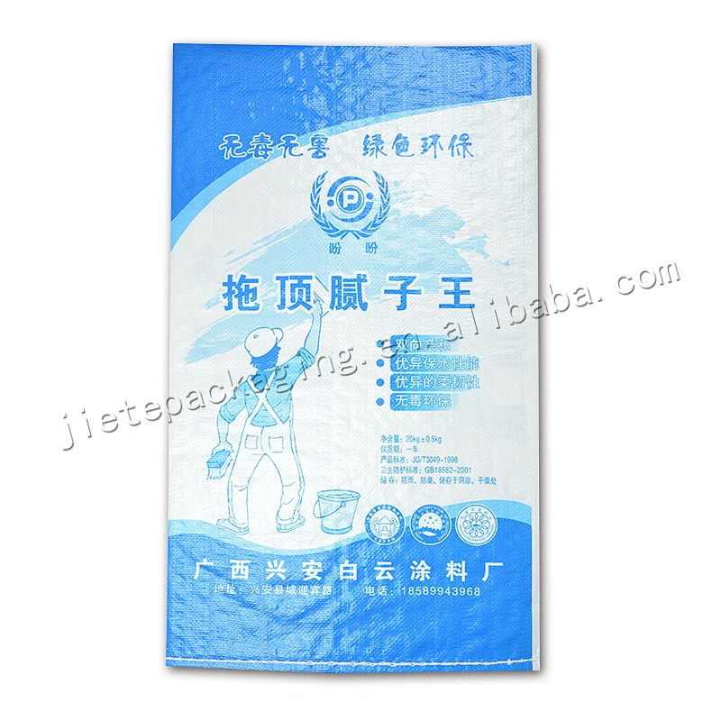 Construction use 20kg white plastic laminated pp woven interior painting wall putty bag