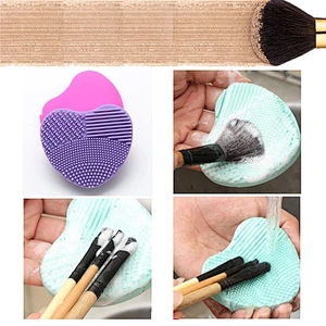 Private Label Colourful Heart-shaped Silicon Makeup Brush Cleaner Mat