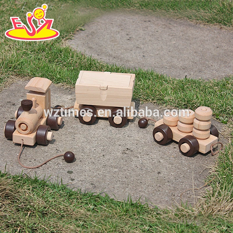 El juguete determinado del tren del tirón de madera de los niños superventas al por mayor trae la diversión W05B086