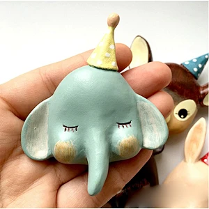 Silicone mold Birthday Hat Elephant Panda Deer Rabbit animal fondant mold