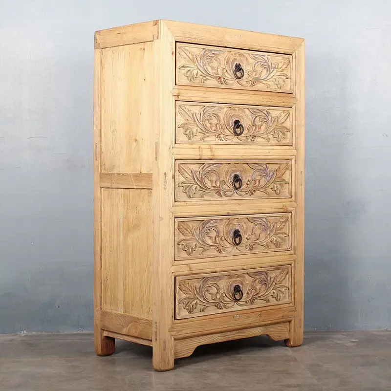 natural color carved chinese antique style living room sideboard