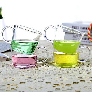 China Supplier single wall glass cup mugs thin drinking glass cup classic glass coffee cup with handle