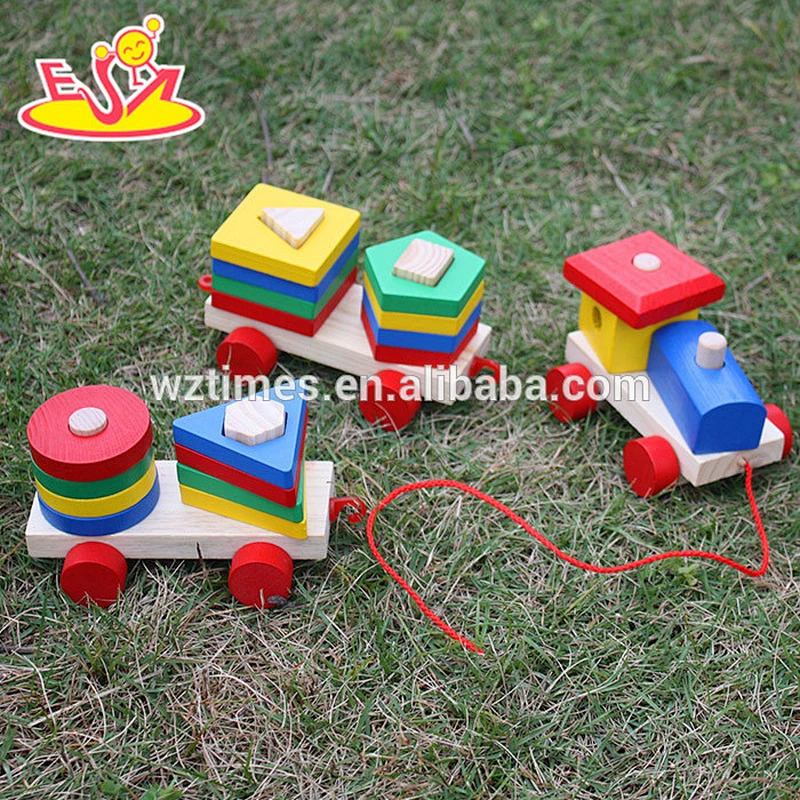 wholesale high quality children wooden pull car toy cheap baby wooden pull car toy W05C034